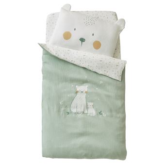 Housse De Couette Bebe My Little Bear Bleu 100x1 Vertbaudet Parure De Lit Bebe Achat Prix Fnac