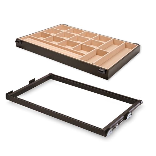 Kit de coulisses et tiroir organisateur Moka Emuca pour module 800 mm finition couleur moka