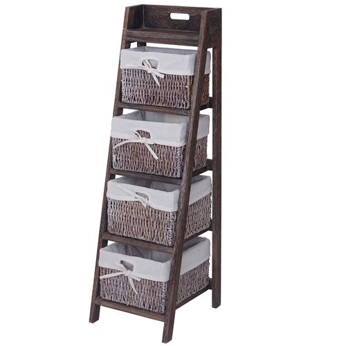 Étagère Goiana avec 4 paniers 101x30cm style shabby marron