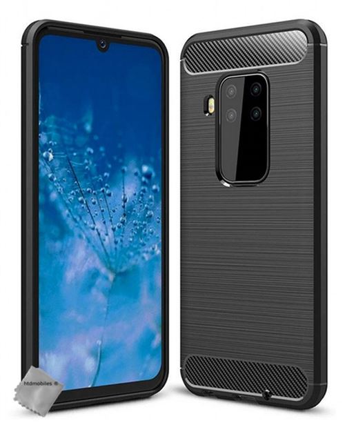Housse etui coque silicone gel carbone pour Motorola One Zoom + verre trempe - NOIR - htdmobiles