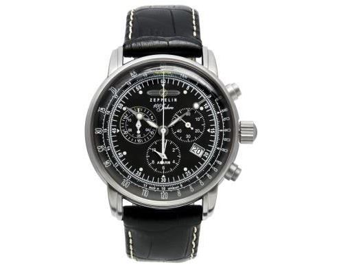 Zeppelin 7680-2 Montre chronographe pour Homme 100 Ans en Cuir