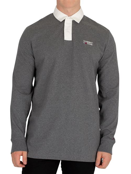 Tommy Jeans Homme Poloshirt Essential Rugby, Gris