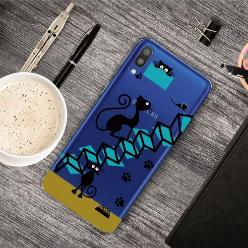 Coque en TPU impression de motifs clair Chats noirs pour votre Samsung Galaxy M10