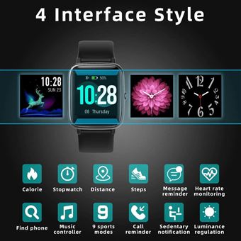 Montre Connectée 1,83 Unisexe IP67 Appels SMS Cardio Sommeil Sport Fitness