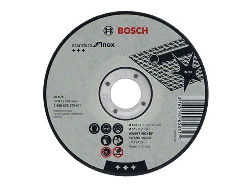 1 Disque à Tronçonner Standard Ø115Mm à Moyeu Plat pour Inox Bosch 2608603170