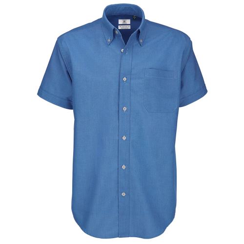B&C - Chemise à manches courtes OXFORD - homme (4XL) (Bleu) - UTBC106