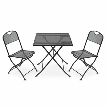 Salon De Jardin Bistrot Pliable Lina Carre Anthracite Avec 2