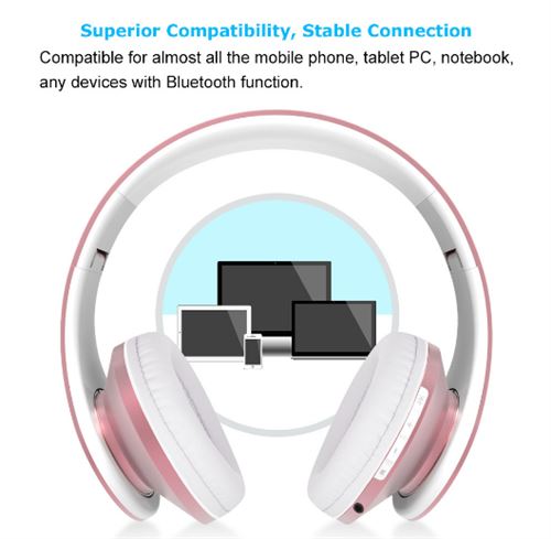 Generique Rose Casque Bluetooth Sans Fil - Image 2
