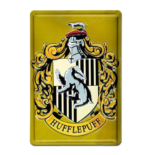 LOGOSHIRT - Harry Potter - Poufsouffle - Classique - Logo - Plaque en métal - Signe métal - Rétro - 20x30 - Design original sous licence