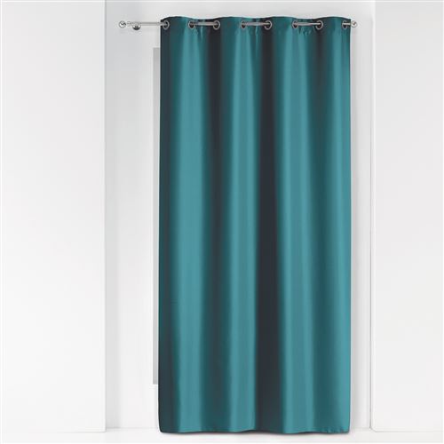 Rideau a oeillets metal 140 x 260 cm polyester uni essentiel Petrole