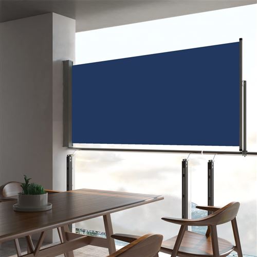Auvent latéral rétractable de patio 60x300 cm Bleu