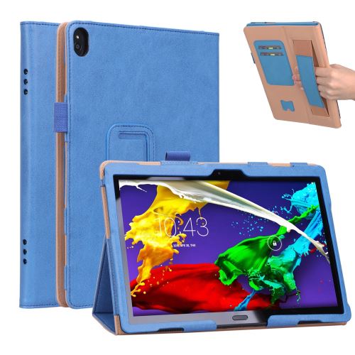 Etui en PU porte-cartes avec dragonne élastique bleu pour votre Lenovo Tab P10 TB-X705F 10.1