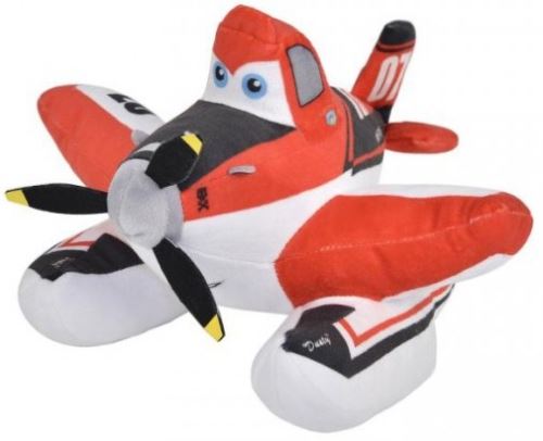 Peluche planes : dusty bombardier a eau 21 cm - avion rouge et blanc - pelcuche simba - enfant