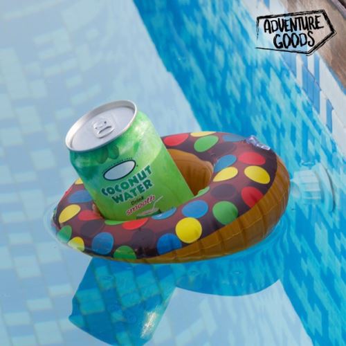 Porte canette gonflable en forme de donut - Porte bouteille pour piscine et mer
