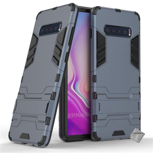 Housse etui coque rigide anti choc pour Samsung Galaxy S10+ Plus + film ecran - BLEU FONCE - htdmobiles
