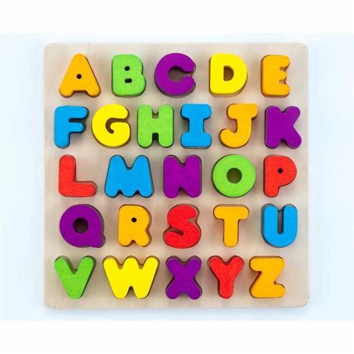 Jeu éducatif en bois le puzzle d'encastrement l'alphabet coloré