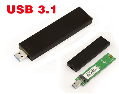 Adaptateur M2 2242 2260 2280 vers USB 3.1 Format clé USB - Boitage noir