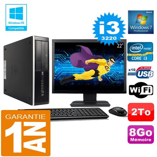 Pc hp compaq 8300 sff core i3-3220 ram 8go disque 2 to wifi w7 ecran 22' État correct - Hewlett-Packard reconditionné disponible sur Fnac