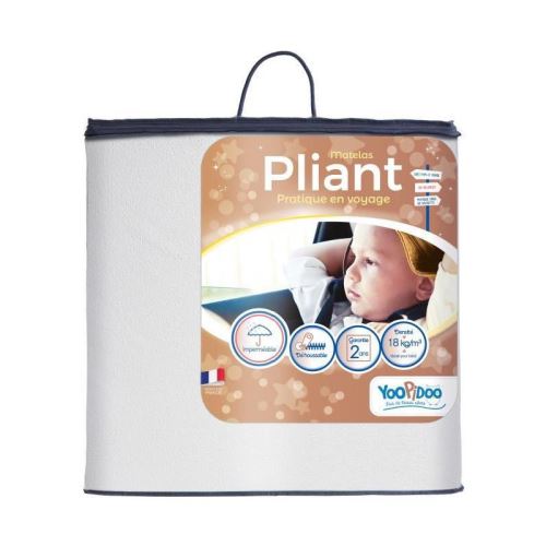 YOOPIDOO - Matelas pliant bébé - Anti-acariens - Déhoussable - Fabrication française - 60 x 120 x 5 cm