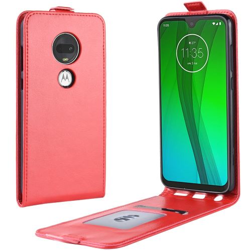 Etui en PU cheval fou flip vertical rouge pour votre Motorola Moto G7/G7 Plus