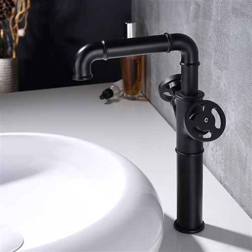 Robinet mélangeur lavabo haut style rétro - Noir