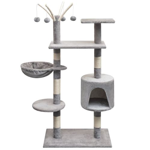Comparer les prix de Arbre à chat griffoir grattoir niche jouet animaux peluché en sisal 125 cm gris