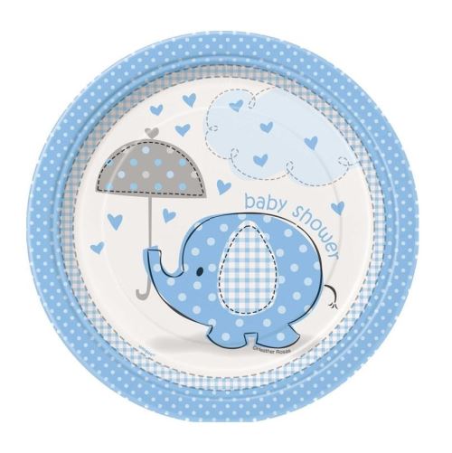 Haza Original panneaux de fête éléphant bleu/blanc 18 cm 8 pièces