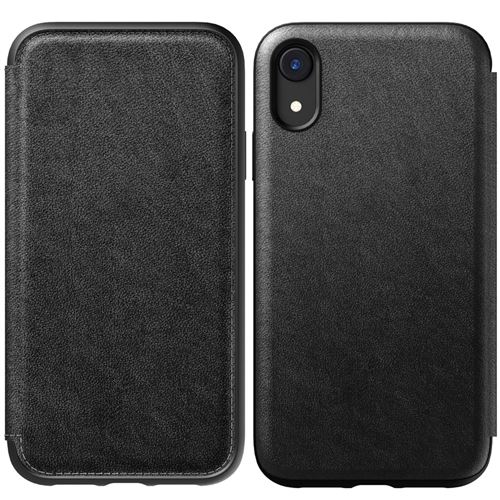 Etui Nomad Folio Rugged cuir noir iPhone XR