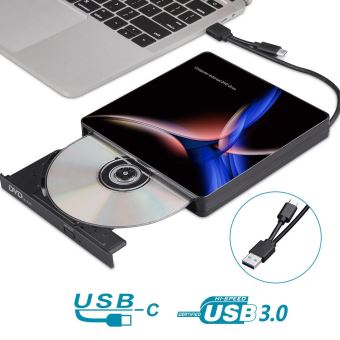 Lecteur CD/DVD Externe USB 3.0 et Type C BEVA Portable CD/DVD-RW