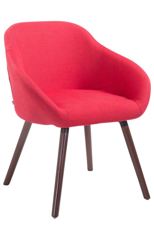 Chaise de salle à manger HAMBURG tissu , Rouge/Bois de chêne Noyer