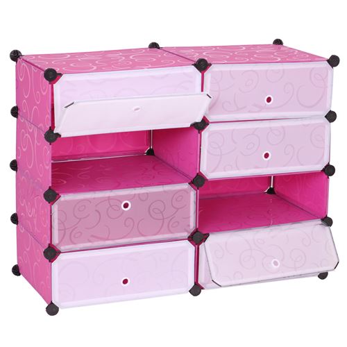 Meuble à chaussures MENDLER HWC-B66, 8 compartiments, 73x92x36cm rose