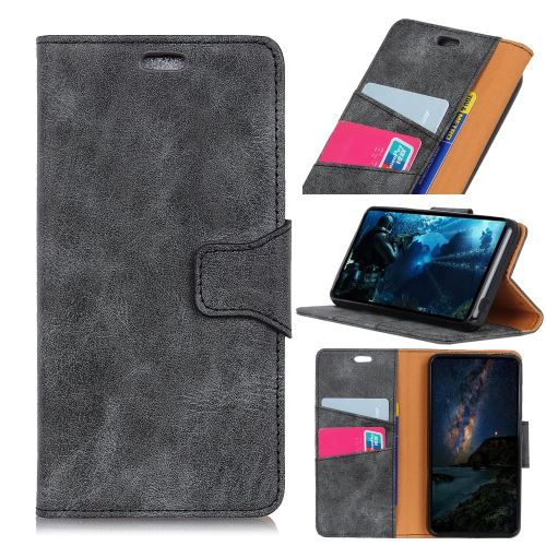 Etui en PU split style vintage avec support magnétique gris pour votre Google Pixel 3 Lite