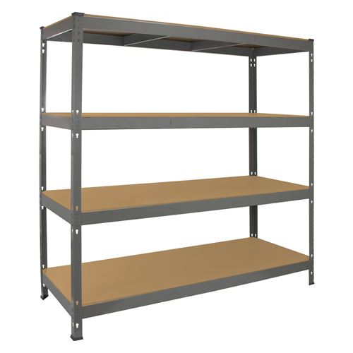 Monstershop Gris Rayonnage Robuste En Acier À Étagères En Métal 4 Niveaux Sans Boulons Pour Garage Et Entrepôt