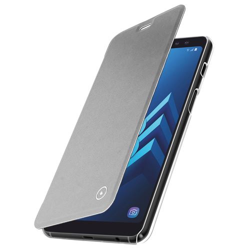 Housse Galaxy A8 Plus Etui Clapet Portefeuille Coque Crystal Muvit Argent