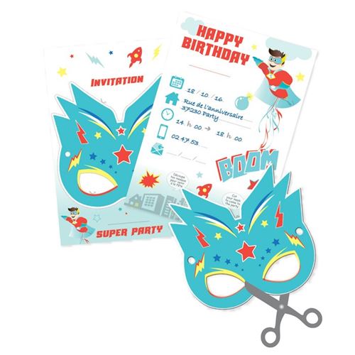 6 Cartes D Invitation A Decouper Super Heros Scrapcooking Party Achat Prix Fnac