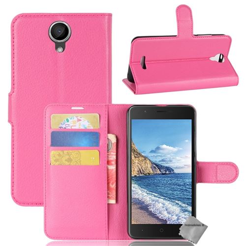 Housse etui coque pochette portefeuille pour Wiko Harry avec verre trempe - ROSE