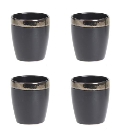 4 Tasses à expresso design Jungle Africa - 110 ml - Noir