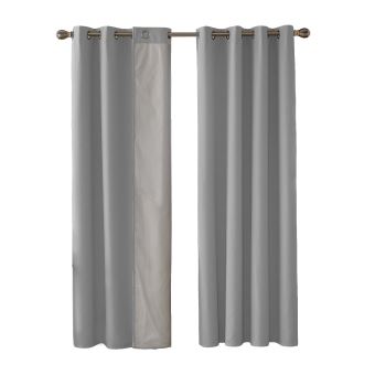 Deconovo Lot De 2 Rideaux Salon Rideaux Occultants Gris Clair Double Face Thermique à Oeillets Isolant Thermique Rideaux Chambre Fille 135x240cm