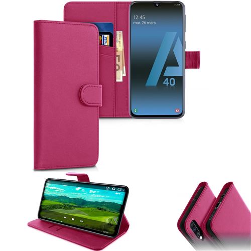 Etui de protection portefeuille pour Samsung Galaxy A40 -Rose