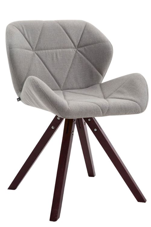 Chaise de salle à manger Tyler tissu pieds carrés avec piètement en bois de chêne cappuccino - Siège Gris clair