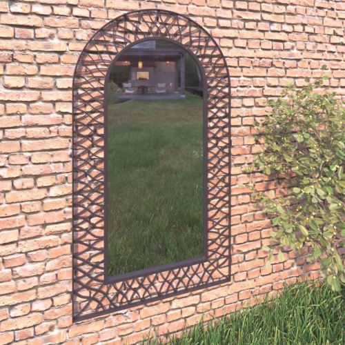 Miroir Mural de Jardin Mirror de Décoration de Style Antique Miroir Mural Extérieur 60 x 110 cm Noir