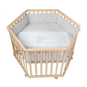 Parc Bebe Hexagonal Lovely Bears En Bois Imitation Chene Clair Parcs Achat Prix Fnac
