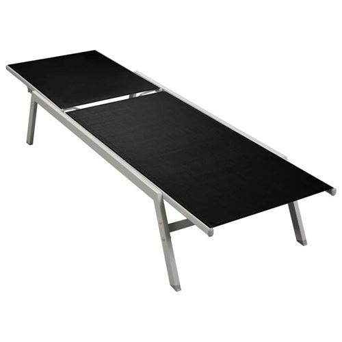 Vidaxl Noir Chaise Longue Acier & Textilène - Image 2