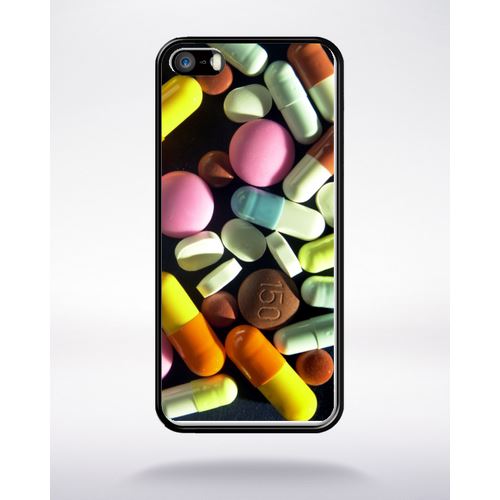 Coque Pills Compatible Apple Iphone 5 Bord Noir Silicone