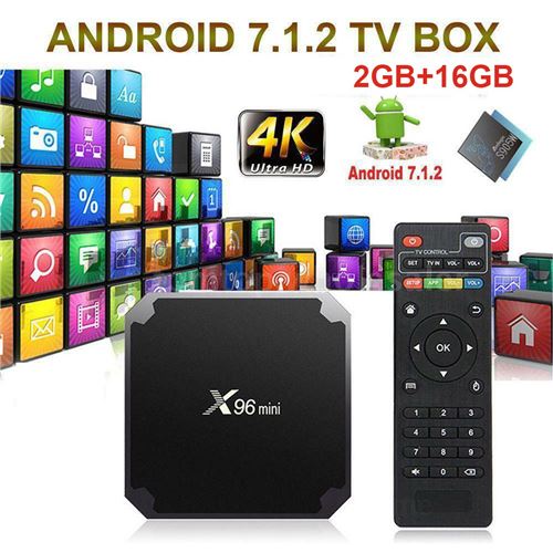 Box TV Android X96 Mini - 4K HDR - 2GB RAM/16GB - WiFi - Lecteur Multimédia Streaming
