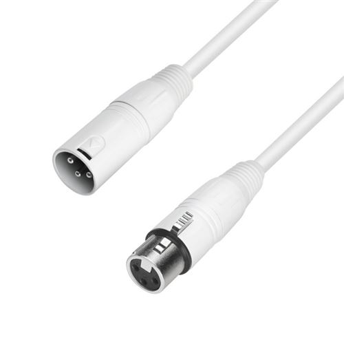 Adam Hall - K4MMF0250-SNOW - Câble Micro Blanc REAN XLR femelle vers XLR mâle - 2.50 m