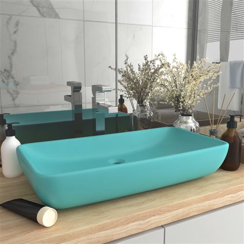 Chunhe Lavabo de luxe rectangulaire Vert clair mat 71x38 cm Céramique AB146958