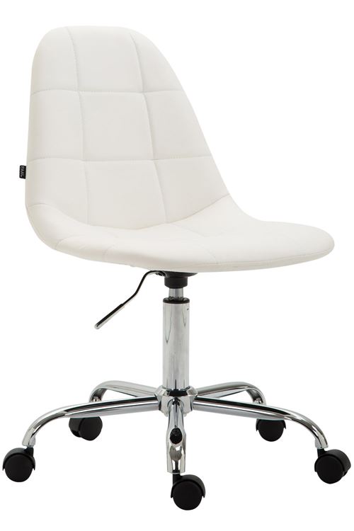Chaise de Bureau Reims en Similicuir avec Piètement en Métal chromé - Couleur Blanc