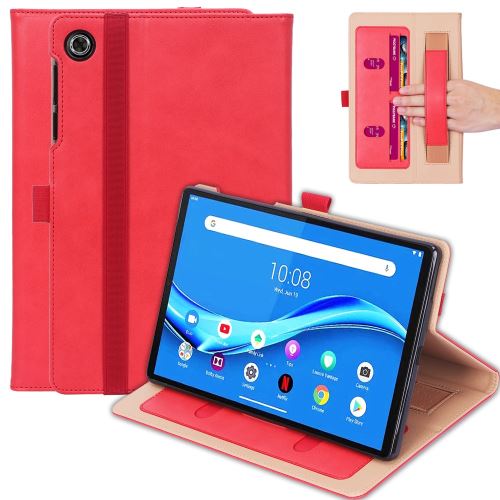 Etui en PU + TPU flip style d'affaires avec support et porte-cartes rouge pour votre Lenovo Tab M10 FHD Plus 10.3 pouces TB-X606F