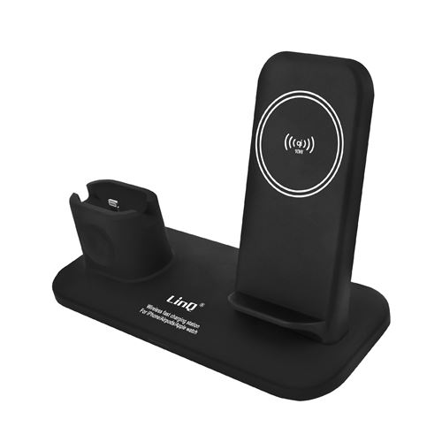 Station de chargement sans fil 3 en 1 pour iPhone, Apple Watch, AirPods -  coloris noir, Chargeurs à induction Qi